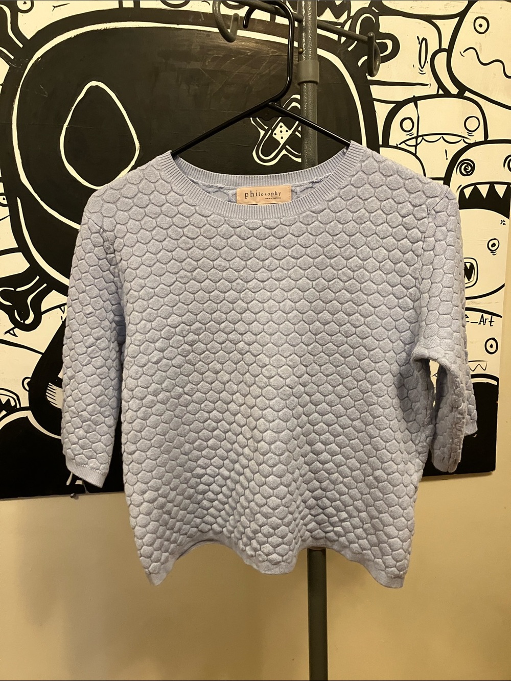 Philosophy Powder Blue Textured Bubble Knit Top